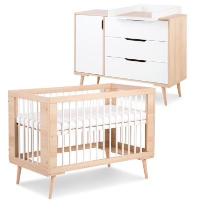 SOFIE Ensemble chambre bébé commode à langer et lit 120x60 style scandinave 2