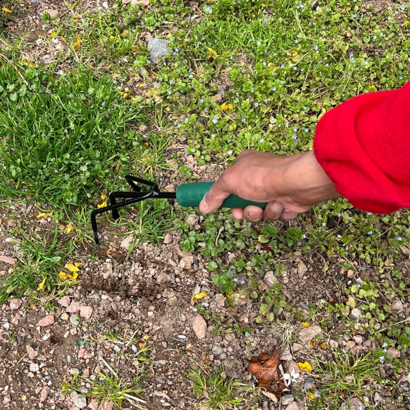 LITTLE Outils de jardinage à main - Cultivateur 3 dents avec manche court