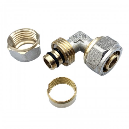 Raccord coudé 90° à compression Ø16 pour tube PER 2