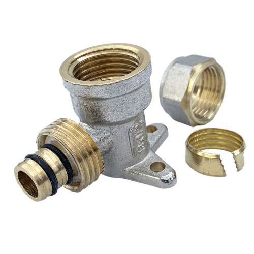 Raccord mural coudé 90° pour tube PER Ø16x1/2" à compression femelle 2