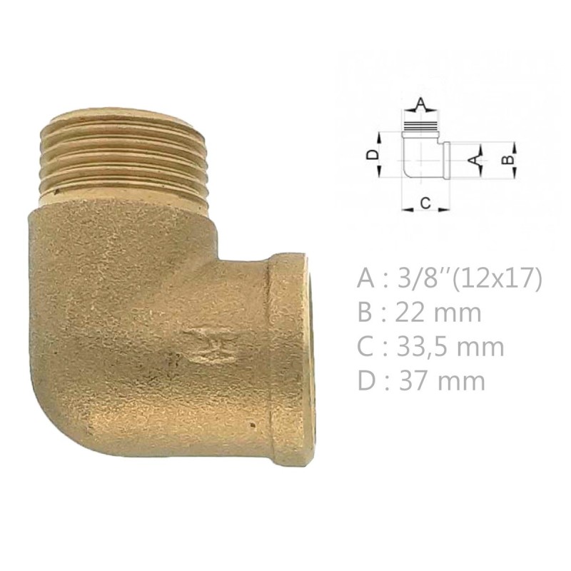 Raccord laiton coudé 90° mâle femelle à visser