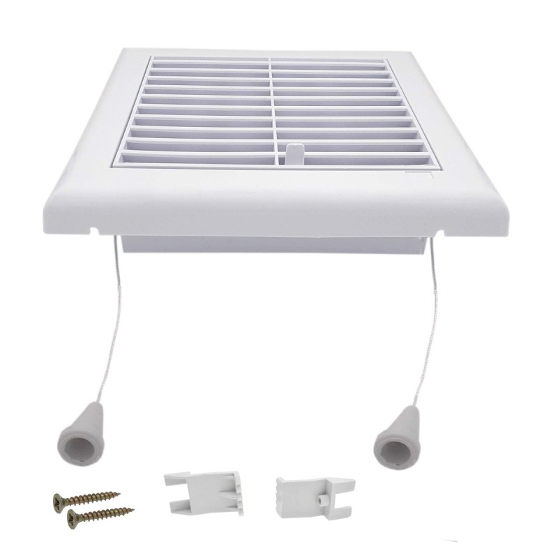 Grille intérieur avec moustiquaire et tirette  140x140mm