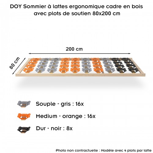 DOY Sommier à lattes ergonomique cadre en bois avec plots de soutien 2