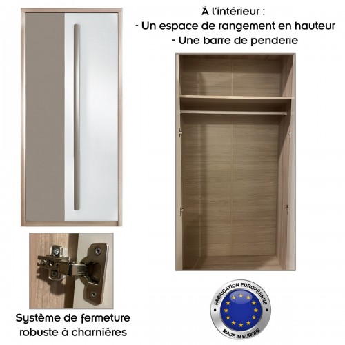 ROMA - Armoire penderie 2 portes battantes - 90x194cm 2