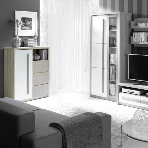 ROMA - Buffet commode 3 tiroirs glissants 1 porte battante 90x117 cm 2