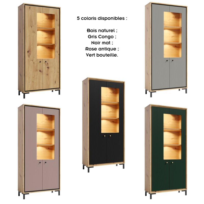 PARII vaisselier vitrine LED design bois etageres