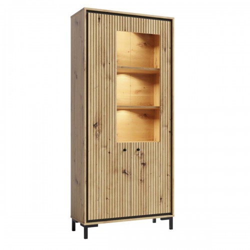 PARII Vaisselier 5 étages en bois vitrine avec LED 89x196 cm design contemporain