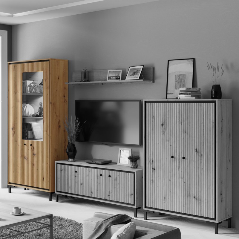 PARII vaisselier vitrine LED design bois etageres