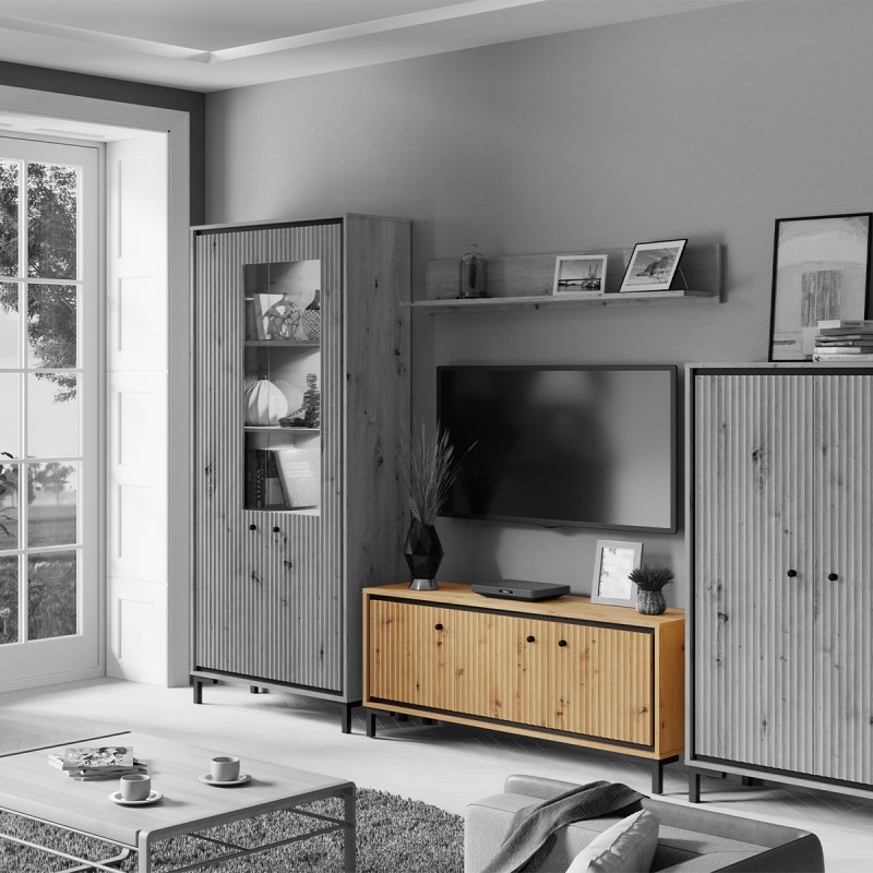 PARII Meuble bas tv 3 portes bois design tendance