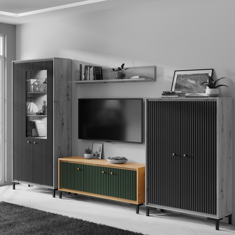 PARII Meuble bas tv 3 portes bois design tendance