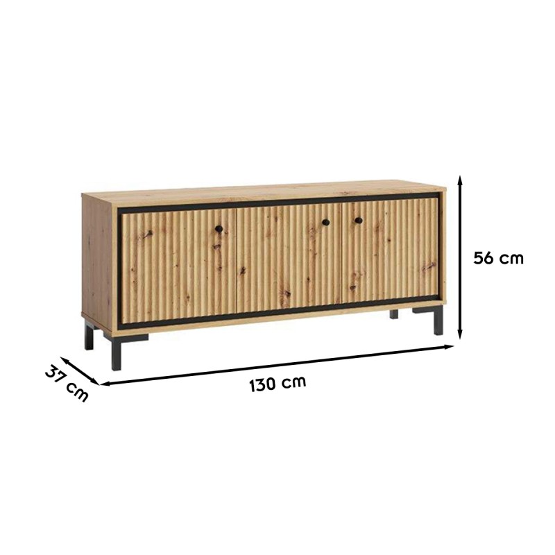PARII Meuble bas tv 3 portes bois design tendance