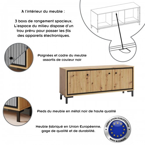 PARII Meuble bas tv 3 portes bois design tendance 2