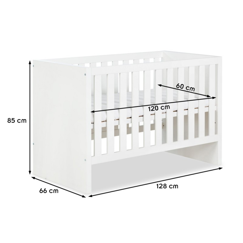 AMELIA Lit bébé 120x60 Blanc