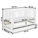 OLIVIA Lit bébé à barreaux 120x60