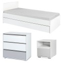DALIA Chambre enfant adolescent avec lit + chevet  + commode