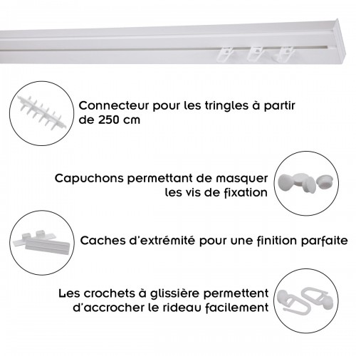 SIMI rail de tringle de plafond en PVC avec les glissières 120 Simple droit 2