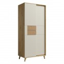 BRUNO Armoire penderie 2 portes 87x193 cm en bois clair design intemporel