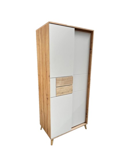 BRUNO Armoire penderie 2 portes 87x193 cm en bois clair design intemporel