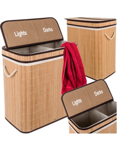 RUNHY Panier à linge en bambou