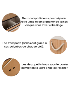 RUNHY Panier à linge en bambou 2