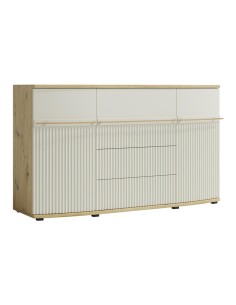 CANDY Buffet 2 portes 4 tiroirs 175x101 cm courbé à relief en bois design moderne épuré