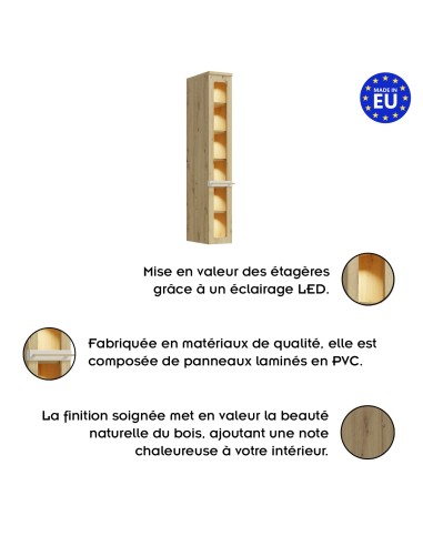 CANDY Vitrine 6 étages moderne à relief bois design tendance contemporain courbé design épuré