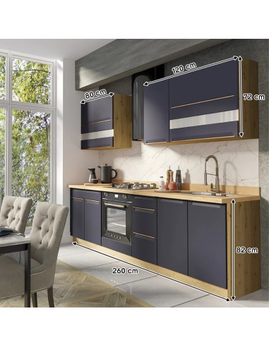 GLAM Ensemble meubles de cuisine 7 éléments 260 cm bois