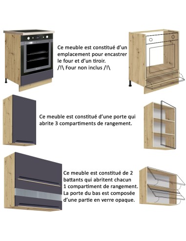 GLAM Ensemble meubles de cuisine 7 éléments 260 cm bois