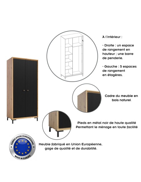 PARII Armoire penderie design bois étagères