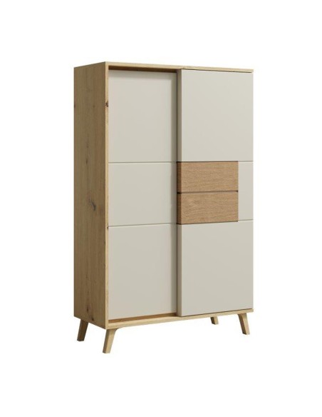 BRUNO Vaisselier 2 portes 87x137 cm en bois clair design intemporel