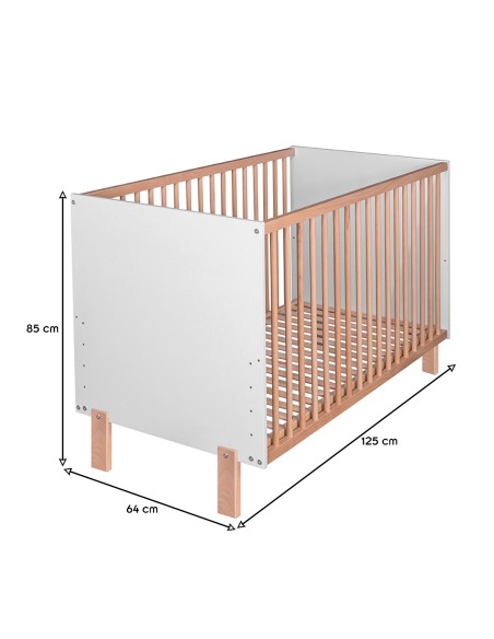 MATTI Lit bébé évolutif à barreaux pieds droits vernis écologique MATTI Lit bébé évolutif à barreaux pieds droits vernis écologique