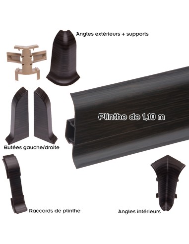 Plinthes goulotte passe-câble PVC 59 mm - 1,10 m avec raccords inclus