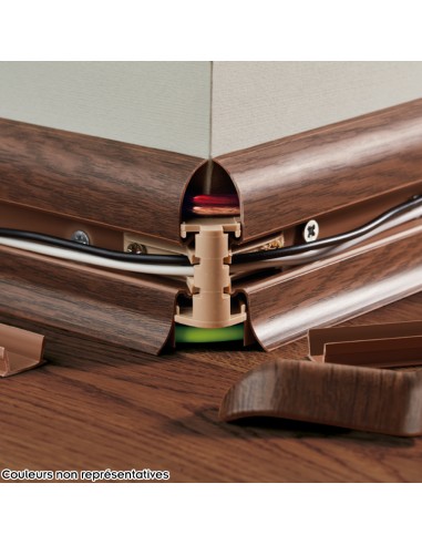 Plinthes goulotte passe-câble PVC 59 mm - 1,10 m avec raccords inclus