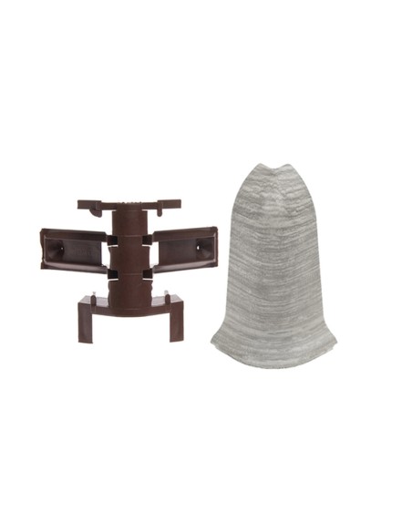 Angle extérieur + support pour plinthe PVC 59 mm