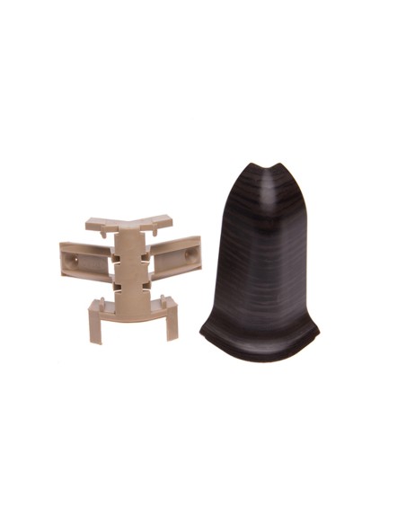 Angle extérieur + support pour plinthe PVC 59 mm