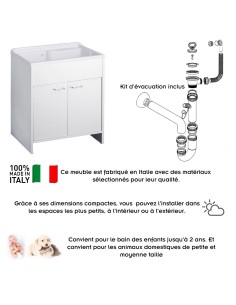 Meuble buanderie double porte avec vasque 80x50 2