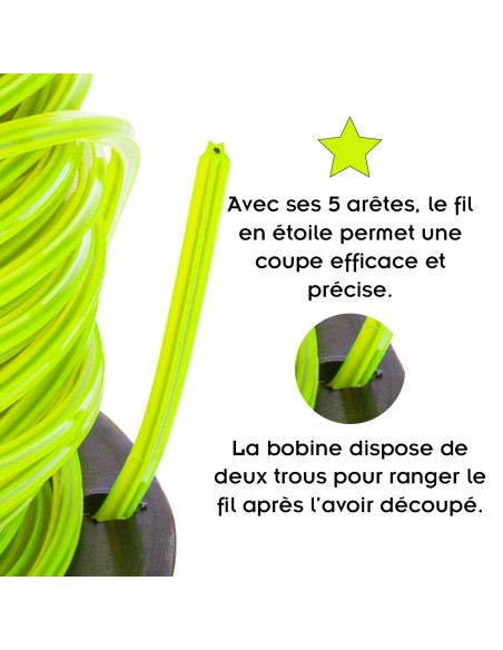 Bobine de fil 100 m pour débroussailleuse coupe-bordure - Fil en étoile