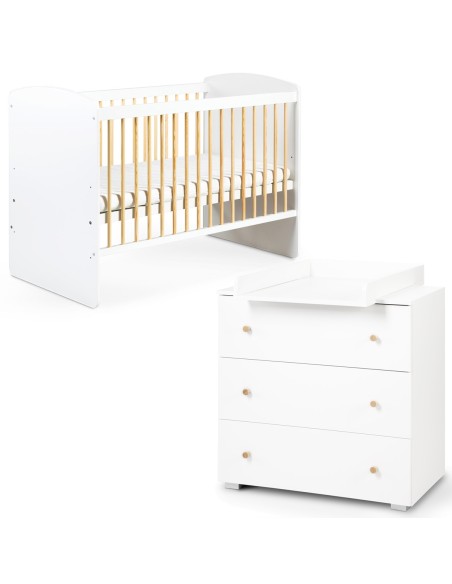 KAROLINA II Ensemble lit bébé 120x60 et commode à langer 3 tiroirs