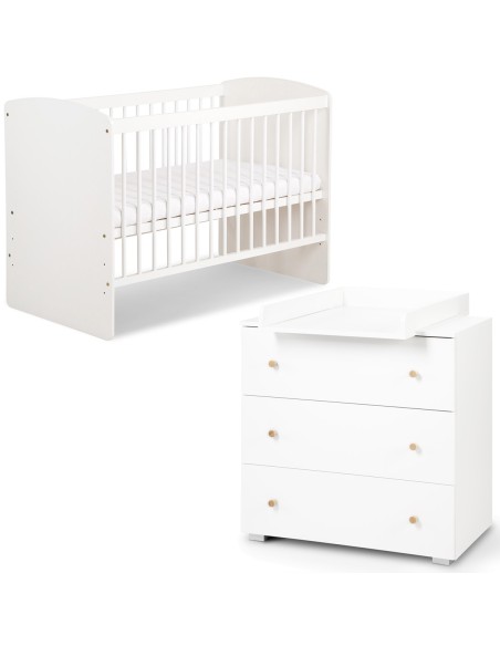KAROLINA II Ensemble lit bébé 120x60 et commode à langer 3 tiroirs