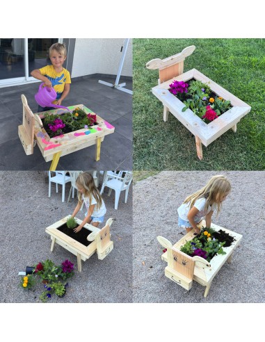 Jardinière en bois DIY à assembler avec bac plastique de 20L
