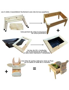Jardinière en bois DIY à assembler avec bac plastique de 20L 2