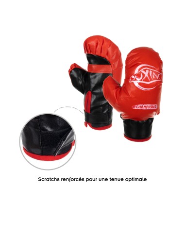 Set de boxe punching ball avec sac de frappe et gants. Hauteur ajustable.