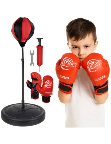 Set de boxe punching ball avec sac de frappe et gants. Hauteur ajustable.