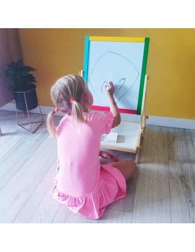 Tableau en bois double face ardoise magnétique avec craies et feutre