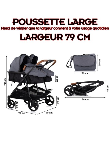Poussette jumeaux ou enfants rapprochés avec ou sans siège auto Poussette jumeaux ou enfants rapprochés avec ou sans siège auto