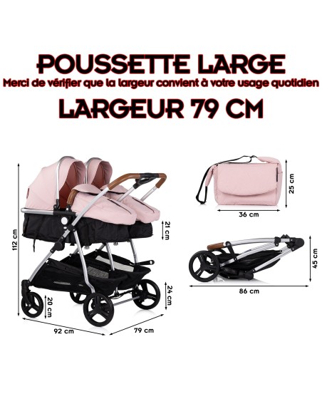 Poussette jumeaux ou enfants rapprochés avec ou sans siège auto Poussette jumeaux ou enfants rapprochés avec ou sans siège auto