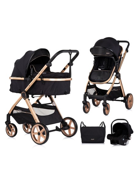 VISTA Poussette combinée jusqu'à 22 kg nacelle souple + assise classique avec cosy i-Size et base Isofix en option