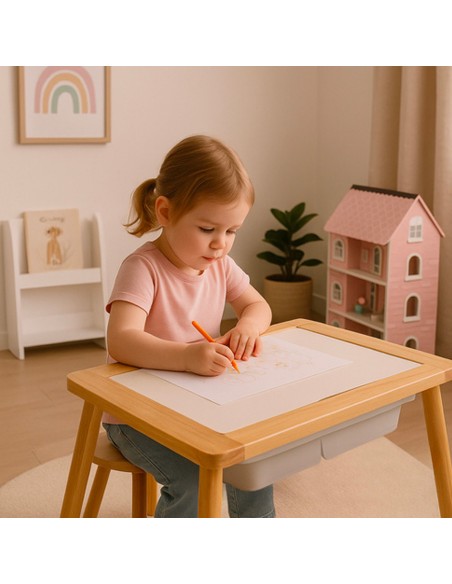 Table Sensorielle en Bois avec Tabouret