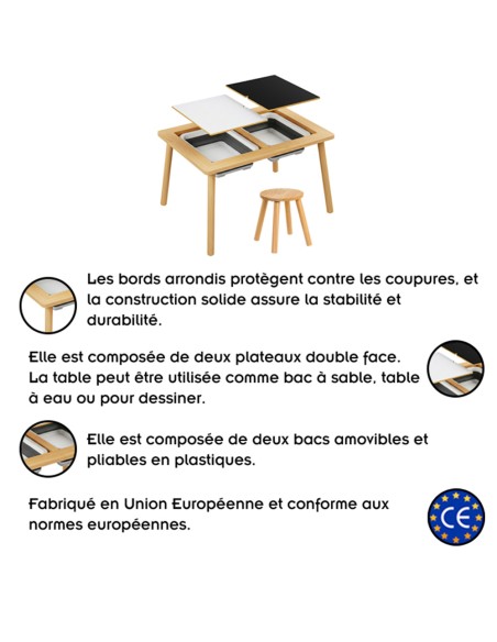 Table Sensorielle en Bois avec Tabouret