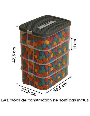 Boîte de rangement avec compartiments empilables pour jouets briques de construction